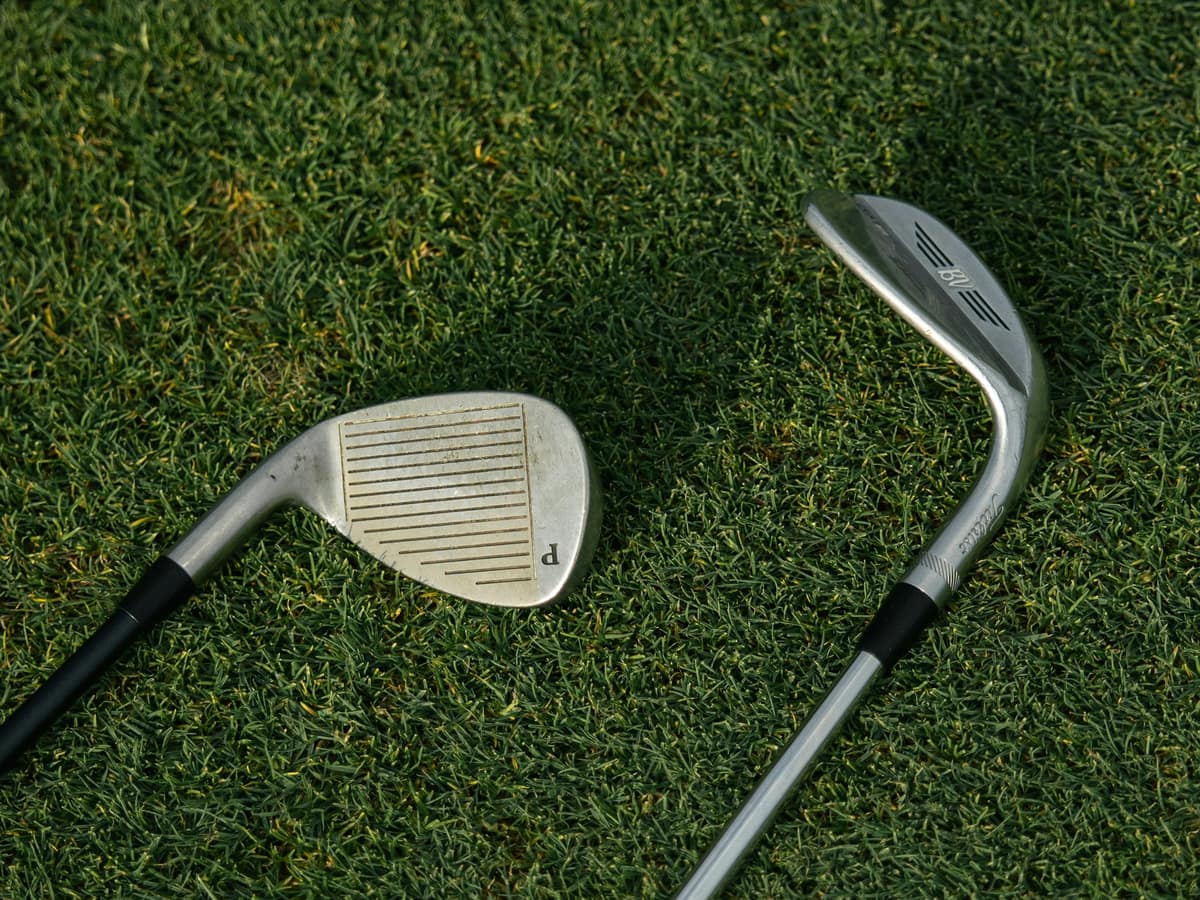 Two wedges lying on the grass